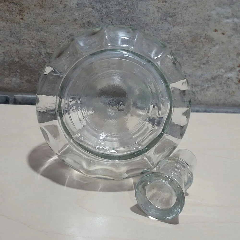 Vintage Crystal Clear Glass Cruets with Stopper Oil Vinegar Decanter